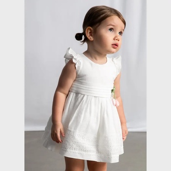 Mayoral Рокля лента гипюр Мръсно бял цвят за бебе момиче Mayoral