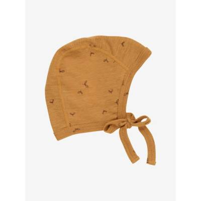 Zaväzovacia čiapka z merino vlny a hodvábu pre deti Brown Sugar brown Fixoni