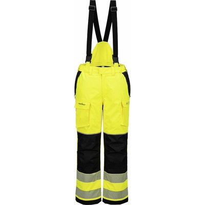 PortWest HI-VIS PW3 MODAFLAME FR426 reflexní nehořlavé voděodolné kalhoty s laclem žluto-černá