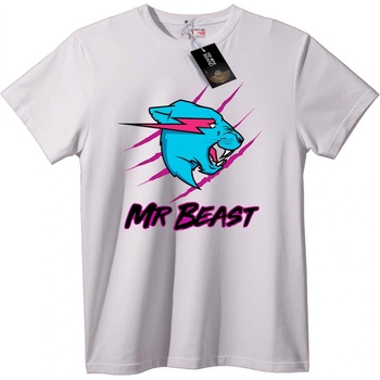 NOONEBRAND Тениска Mr Beast Пантера - L, White
