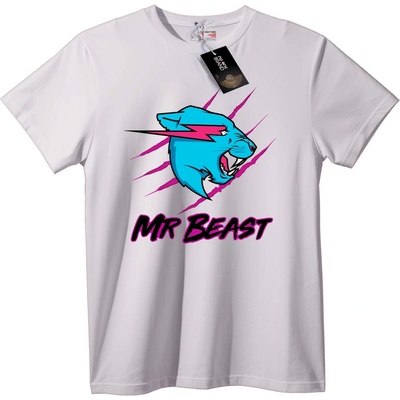 NOONEBRAND Тениска Mr Beast Пантера - L, White