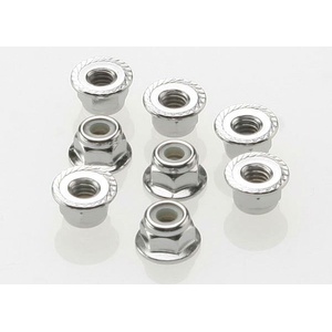 Traxxas Гайки Traxxas Nuts, 4mm flanged nylon locking (steel, serrated) (8), TRX3647 (TRX3647)