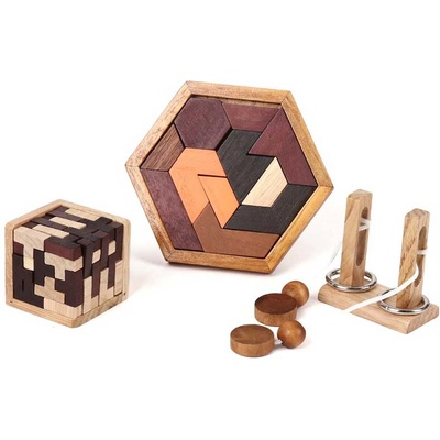 Wow! Stuff Детски дървен пъзел от серията " Менса" 3 в 1 (ro28974)