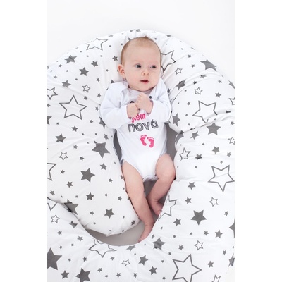 New Baby dojčiaci vankúš v tvare C hviezdy sivé