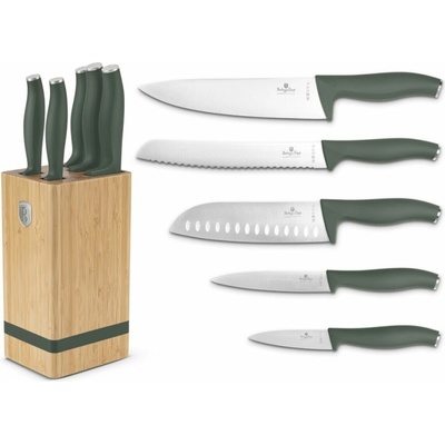 Berlingerhaus Súprava nožov so stojanom BAMBOO 6 ks Matte Green Collection