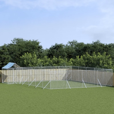 vidaXL Venkovní psí kotec se střechou stříbrný 1000 x 800 x 250 cm