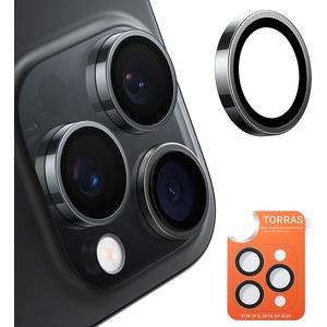 TORRAS Протектор за камера за iPhone 16 Pro Max - протектор за камера Torras Lensguard - черен