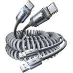 Lisen Кабел за данни Lisen L114 (YL0125030001) - за CarPlay, USB към Type-C, 3A, 480Mbps, алуминий, силикон, оплетан, 1m - Сив