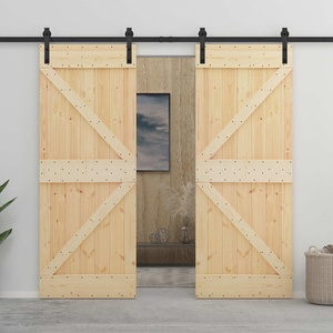 vidaXL Преплъзваща се врата 2 бр. 100 x 210 cm Естествено и черно (3444888)