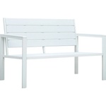 vidaXL Градинска пейка, 120 cм, HDPE, бяла, имитация на дърво (47870)