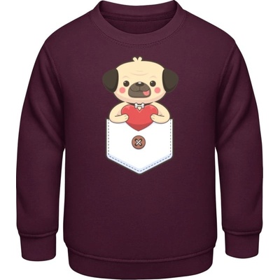 AWDis detská mikina Dizajn pes a deti láska Purpurovočervená