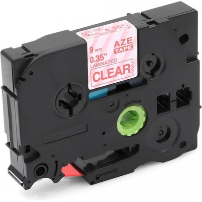 Compatible Съвместима лента с Brother TZ-122 / TZe-122, 9mm x 8m, червен печат / прозрачен субстрат (TZe122)