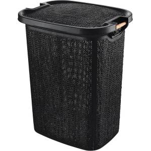  Кош за мръсно пране Tuffex Woow Pattern с дървени дръжки 60 LT - черен (103431/4)
