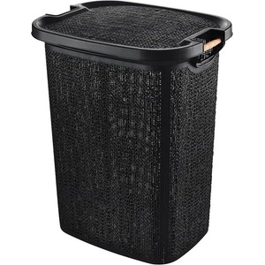  Кош за мръсно пране Tuffex Woow Pattern с дървени дръжки 60 LT - черен (103431/4)