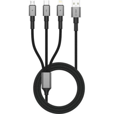Кабел Tech-Protect Ultraboost DNA 3в1 Lightning/USB-C/Micro-USB 3A, 1, 2 m - iron grey (604532)