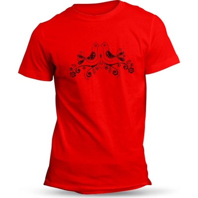 Kubo Folklórne tričko ľudové vtáčiky retro červené