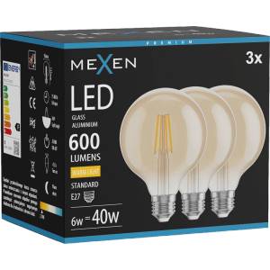 Mexen Vintis 3x LED нажежаема крушка, E27, G95, 6W, Топла - 2700K, 600 lm, кехлибар (L157-E27-0627-50x03)