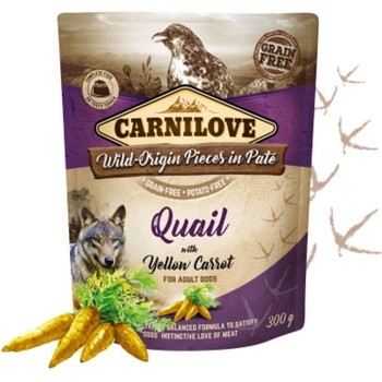 CARNILOVE пауч за кучета с пъдпъдък и жълт морков, 300гр