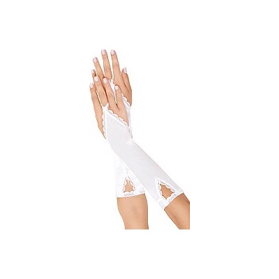 SoftLine Collection Gloves saténové dlhé rukavice White