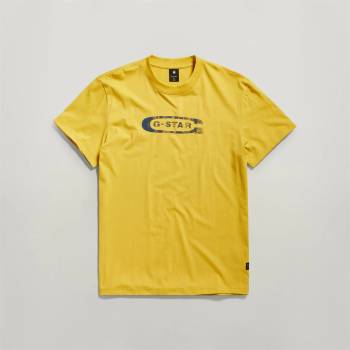 Image 1 of G Star Тениска G Star Stacked Old Skool Logo T-Shirt - Dk Lemon