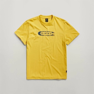 G Star Тениска G Star Stacked Old Skool Logo T-Shirt - Dk Lemon