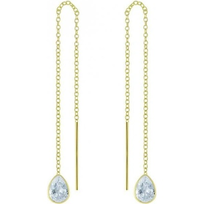 Flor de Cristal stříbrné náušnice s kostičkami zirkonů 4X6 bílé 20_00046
