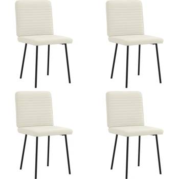 vidaXL Трапезни столове, 4 бр, кремави, кадифе (3315242)