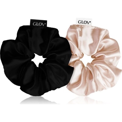 GLOV Satin Scrunchies M gumičky do vlasov Sparkling Wine/Black 2 ks