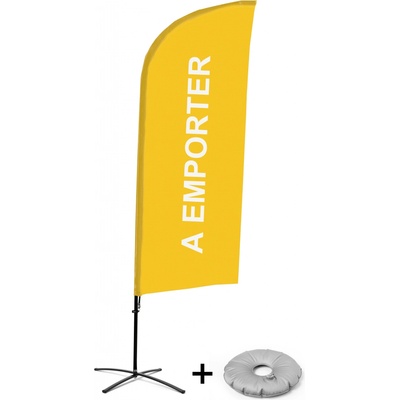 Jansen Display Kompletní sada reklamní vlajky ve tvaru křídla, Take away, francouzština Křížová Základna, 1273 x 3030 mm