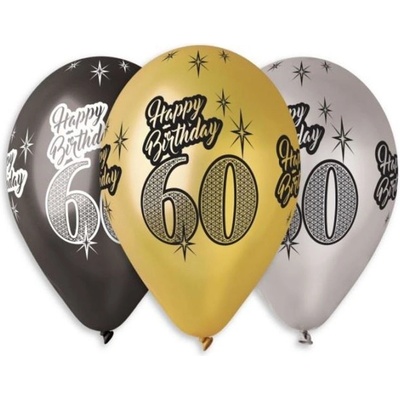SMART Balónky metalické 60 let Happy Birthday mix barev 30 cm