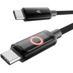 AVAX CB653 PULSEY 0, 5m 60W USB-C сив оплетен бърз заряден LED кабел AVAX_CB653 (AVAX_CB653)
