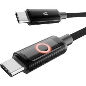 AVAX CB653 PULSEY 0, 5m 60W USB-C сив оплетен бърз заряден LED кабел AVAX_CB653 (AVAX_CB653)