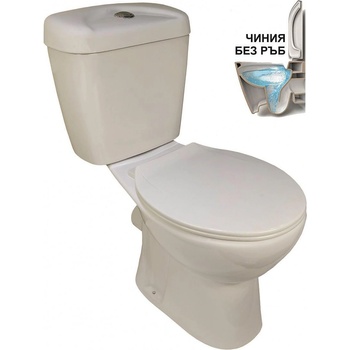 Inter Ceramic Моноблок ICC 6576P, седалка и капак с плавно затваряне, порцелан, бял, 76.5x67.5x38.2см (6576P)