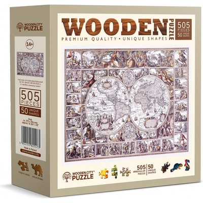 WOODEN CITY Dřevěné Mapa doby objevů 2v1 EKO 505 dílků
