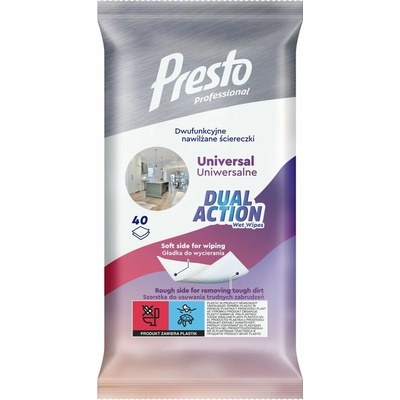 Presto dvojúčelové vlhčené utierky univerzálne 40 ks