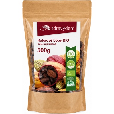 Zdravý den Kakaové boby Bio celé nepražené 500 g