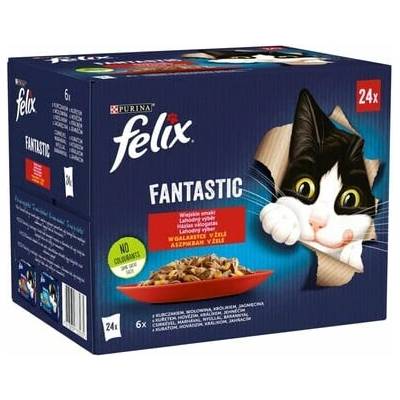 FELIX FANTASTIC Krmivo pre mačky v želé kuracie, hovädzie, králičie, jahňacie 24x85 g