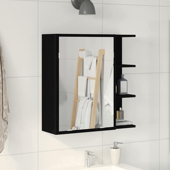 vidaXL Шкаф с огледало за баня с рафт Черния дъб 62, 5 x 20, 5 x 64 см (862523)