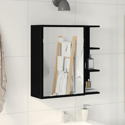 vidaXL Шкаф с огледало за баня с рафт Черния дъб 62, 5 x 20, 5 x 64 см (862523)