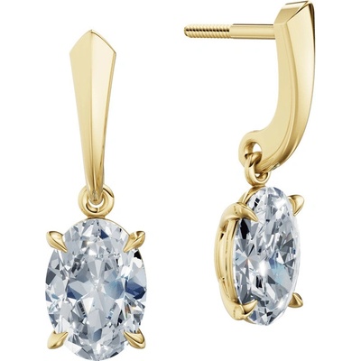 DF dámske náušnice 6433, žluté zlato s laboratorními diamanty o celkové váze 3.00 ct VS1/F