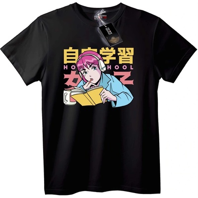 NOONEBRAND Тениска Аниме Ученик от Вкъщи - 2XL, Black