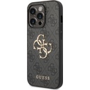Pouzdro Guess PU 4G Metal Logo iPhone 15 Pro šedé