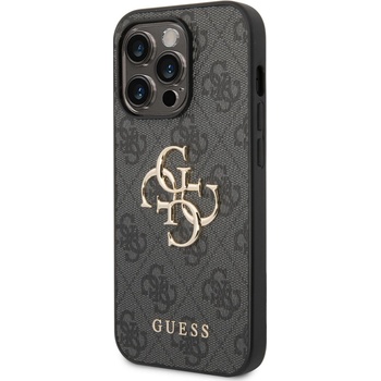 Pouzdro Guess PU 4G Metal Logo iPhone 15 Pro šedé