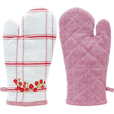 ARÔME HOME Chňapka s magnetem Červené káro výšivka Máky 18 x 32 cm