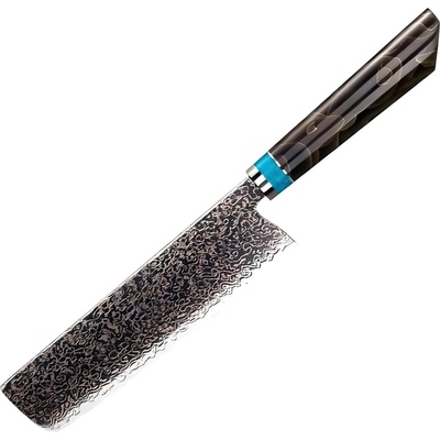 HARAHU Дамаски кухненски нож ZE-37410 - Nakiri / Кафяв / Син KP37410 (ZE-37410)