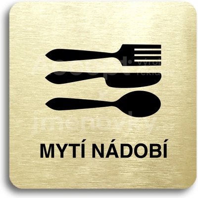 ACCEPT Piktogram mytí nádobí - zlatá tabulka - černý tisk bez rámečku