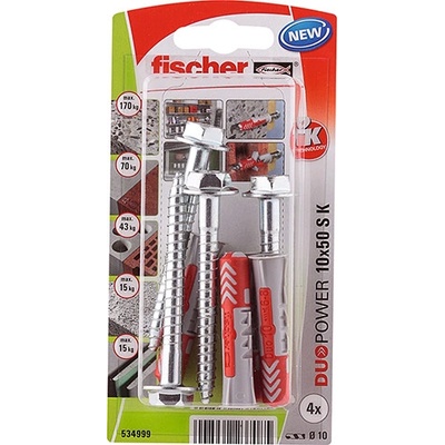 Fischer Hmoždinka DuoPower 10X50 S K NV, 4 kusy v balení