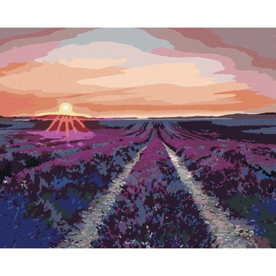 zuty Malování Podle Čísel Levandulové Pole A Západ Slunce 80 x 100 Cm Plátno 8596530109068