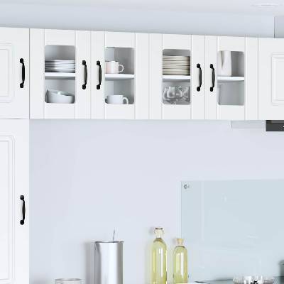 vidaXL Стенен стъклен шкаф LUCCA 2 pcs Бяло 60 x 31 x 40 см (884966)
