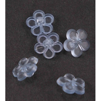 Detský gombík - svetlo modrá kvietka - transparentná - priemer 1,3 cm